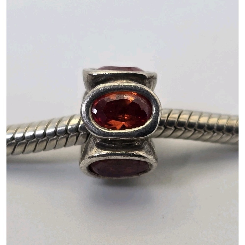 Pandora Retired Oval Lights Orange CZ Sterling Silver 925 Charm Bead ALE